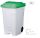 T102048 Mobile plastic pedal bin White Green 70 liters (Pack of 3 pieces)