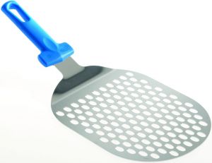 AC-STP81F Oval stainless steel scoop 17,5x21 cm, perforated, with non-replaceable handle