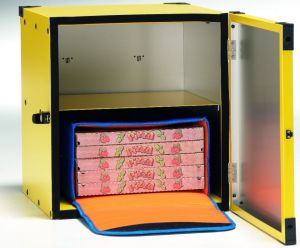 BP50R Caja para pizza sin aislamiento, estante central para 2 bolsas térmicas ø 50