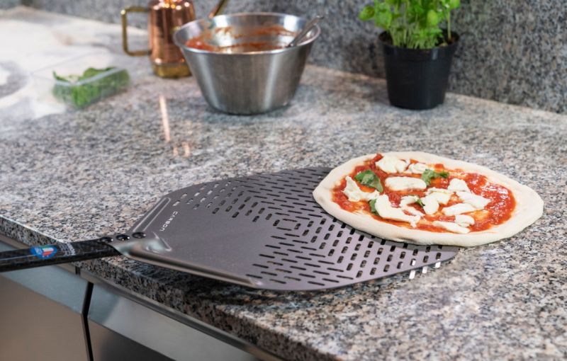 Pala For Pizza Rectangular Perforated IN Aluminium Anodised A-50RF 50x50cm 