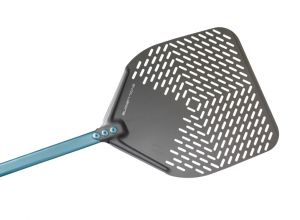 E-37RF-180 Pizza peel in anodized aluminum perforated rectangular 36x36 cm with handle 180 cm