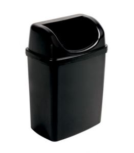 T907251 Waste paper bin with lid in black polypropylene 25 liters