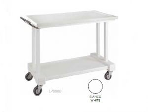 LP800B White colored wooden service trolley - 2 shelves