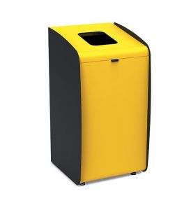 T789261 Waste paper bin with yellow front and black side profiles 80 L