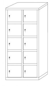 IN-Z.695.08 Multi-compartment plastic-coated zinc storage cabinet with 8 doors - Dim. 80x40x180 H