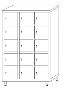 IN-Z.695.18 Mueble de almacenamiento multicompartimentos de zinc plastificado con 18 puertas - Dim. 120x40x180 H