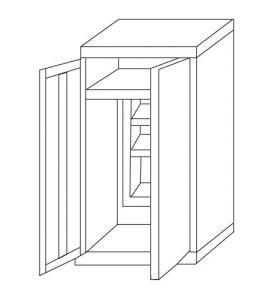 IN-Z.696.10 Broom cupboard with 2 doors plasticized zinc 60x40x180 H