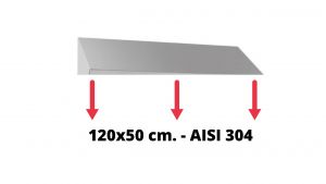 Techo inclinado en acero inoxidable AISI 304 dim. 120x50cm. para armario IN-690.12.50