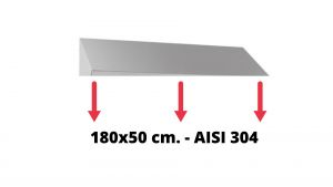 Techo inclinado en acero inoxidable AISI 304 dim. 180x50cm. para armario IN-690.18.50