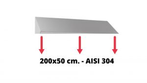 Techo inclinado en acero inoxidable AISI 304 dim. 200x50cm. para armario IN-690.20.50