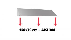 Techo inclinado en acero inoxidable AISI 304 dim. 150x70cm. para armario IN-690.15.70