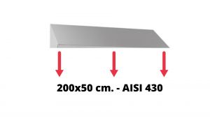 Techo inclinado en acero inoxidable AISI 430 dim. 200x50cm. para armario IN-690.20.50.430