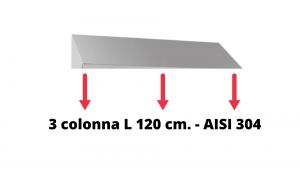 Inclined roof for filing cabinet in AISI 304 stainless steel with 3 columns L 120 cm.
