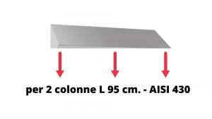 Tetto inclinato per casellario in acciaio inox AISI 430 a 2 colonne L 95 cm.