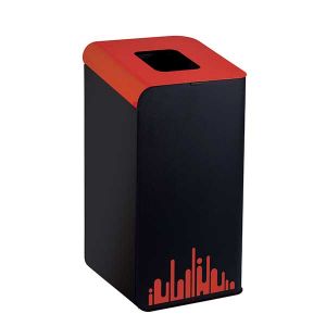 T789297 Paper bin with black front and red profile 80 L