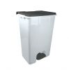 T912852 Mobile pedal container in white - gray plastic 80 liters