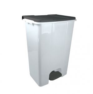 T912852 Mobile pedal container in white - gray plastic 80 liters