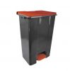 T912877 Mobile pedal container in gray - red recycled plastic 80 liters