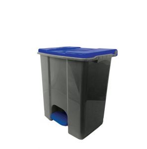 T912675 Mobile pedal container in gray - blue recycled plastic 60 liters