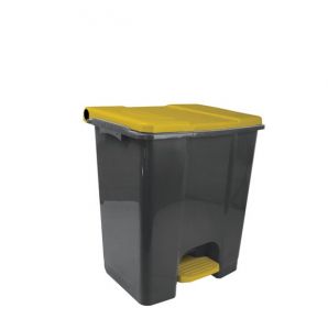 T912676 Mobile pedal container in gray - yellow recycled plastic 60 liters