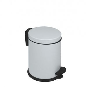 T913031 White powder coated galvanized steel pedal bin 3 litres
