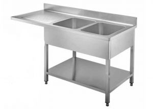 GDS167R2DW Cantilever sink line with 2 right bowls dim. 1600 x 700 x 950h