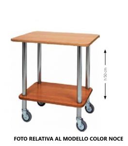 CA901CA Wooden gueridon trolley Stainless steel uprights 70x50x78h Carbon color