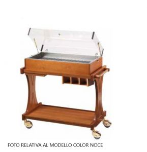 CL2785CA Refrigerated trolley, wooden eutectic plates, carbon-coloured plexiglass dome