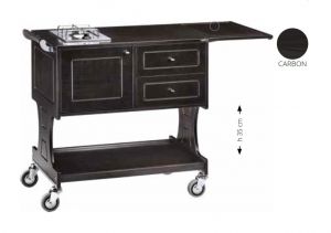 CL2751CA Flambé wood trolley 1 plate with 1 carbon fire