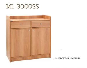 ML3000SSCA Low wooden service cabinet 2 doors 2 drawers, carbon colour
