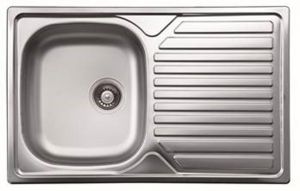 QHDI7912S 1-bowl kitchen sink, dimensions 79x50 cm with left drainer, robust thickness 0.6 mm