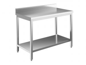 EUG2316-18 mesa con patas ECO 180x60x85h cm - tapa con salpicadero - estante inferior
