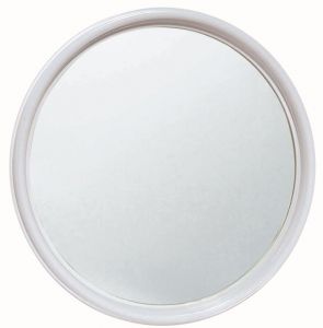 T150005 Specchio in vetro rotondo con cornice ABS bianca diametro 50 cm