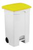 T115596 Mobile plastic pedal bin White 90 liters Yellow lid