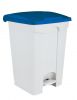 T115755 White Plastic pedal bin Blue lid 70 liters 