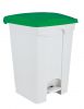 T115758 White Plastic pedal bin Green lid 70 liters 