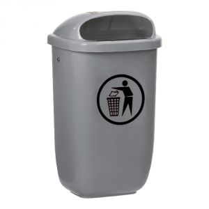 T102051 Grey Polyethylene Litter bin 50 liters for outdoor areas