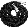 T106322 Corde noire 2 anneaux de fixation chromés pour poteau 1,5 mètre