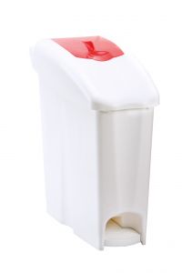T705081 Collecteur de sacs sanitaires en plastique blanc rouge 25 litres (pack de 2 pièces)