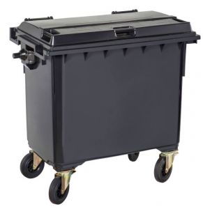 T766650 Grey Plastic waste container for outdoor on 4 wheels 770 liters