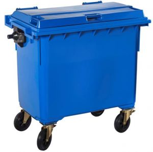 T766652 Blue Plastic waste container for outdoor on 4 wheels 770 liters
