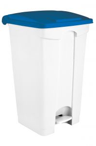 T115905 White Plastic pedal bin Blue lid 90 liters (Pack of 3 pieces)