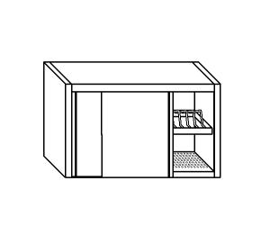 PE7030 Cabinet with sliding doors in stainless steel dish rack shelf L = 110cm