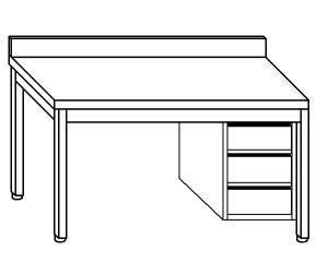 TL5123 Table de travail dans la commode en acier inoxydable AISI 304, sur le dessus, à droite 150x60x85